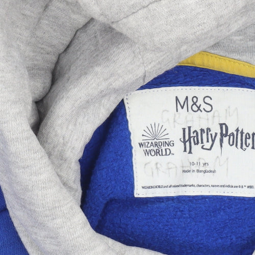 Marks and Spencer Boys Blue Harry Potter Hogwarts Pullover Hoodie 10-11 Years
