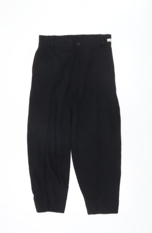 Forgotten Tribes Women's Black Cotton Relaxed Tapered Trousers Size 14