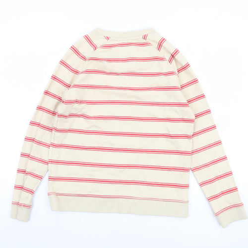 Crew Clothing Women Beige Red Stripe Cotton Pullover Sweatshirt Size 10