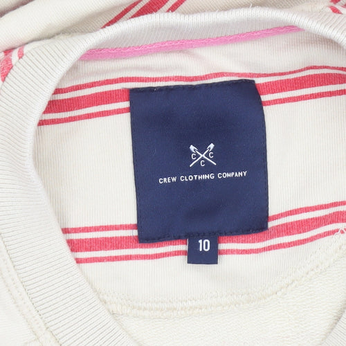 Crew Clothing Women Beige Red Stripe Cotton Pullover Sweatshirt Size 10