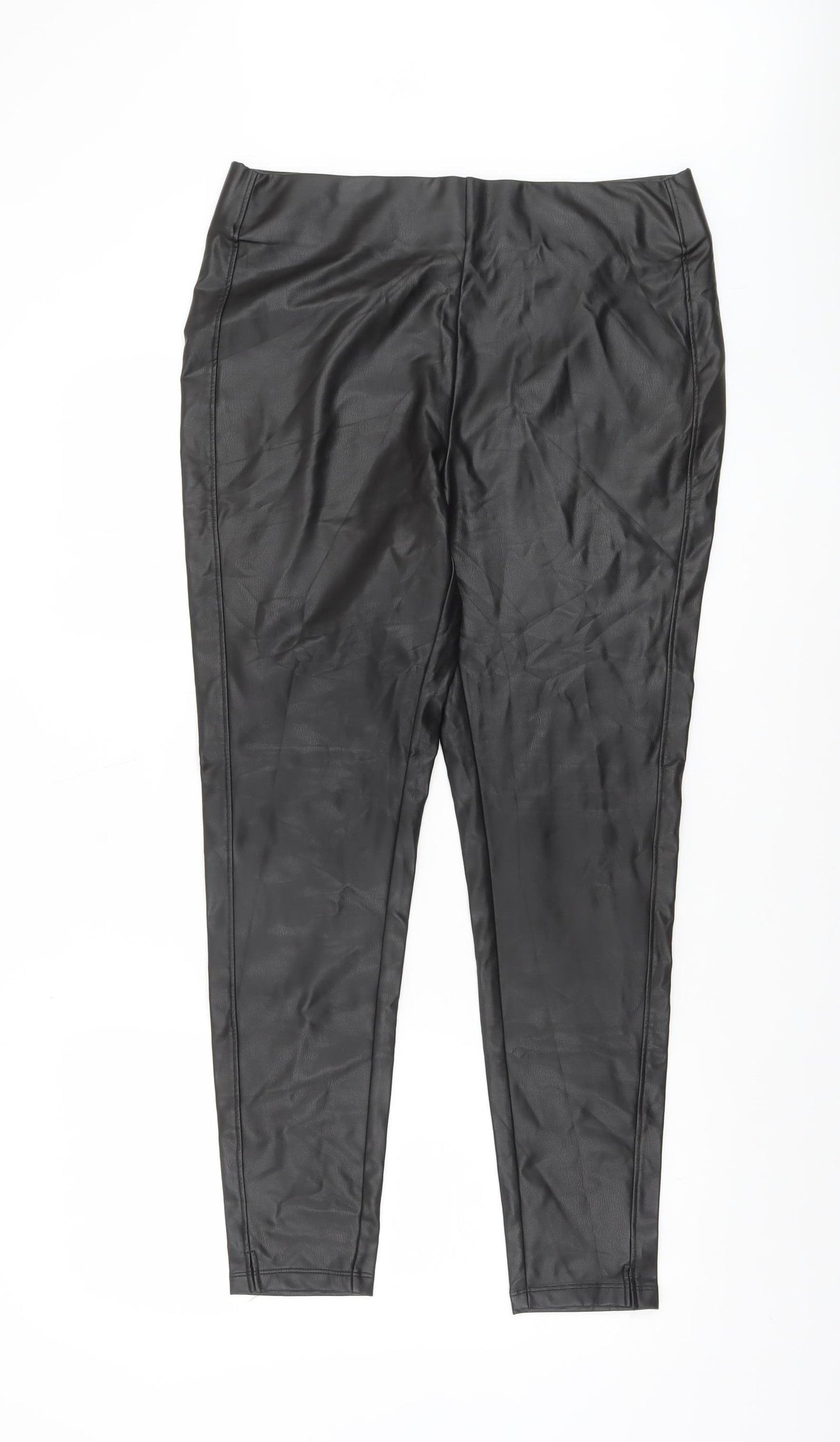 Dunnes Women’s Black Faux Leather Stretch Leggings Size 14