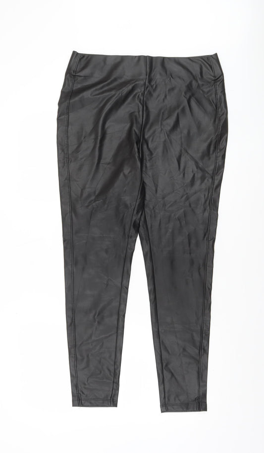 Dunnes Women’s Black Faux Leather Stretch Leggings Size 14