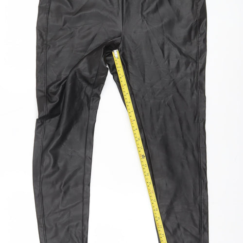 Dunnes Women’s Black Faux Leather Stretch Leggings Size 14
