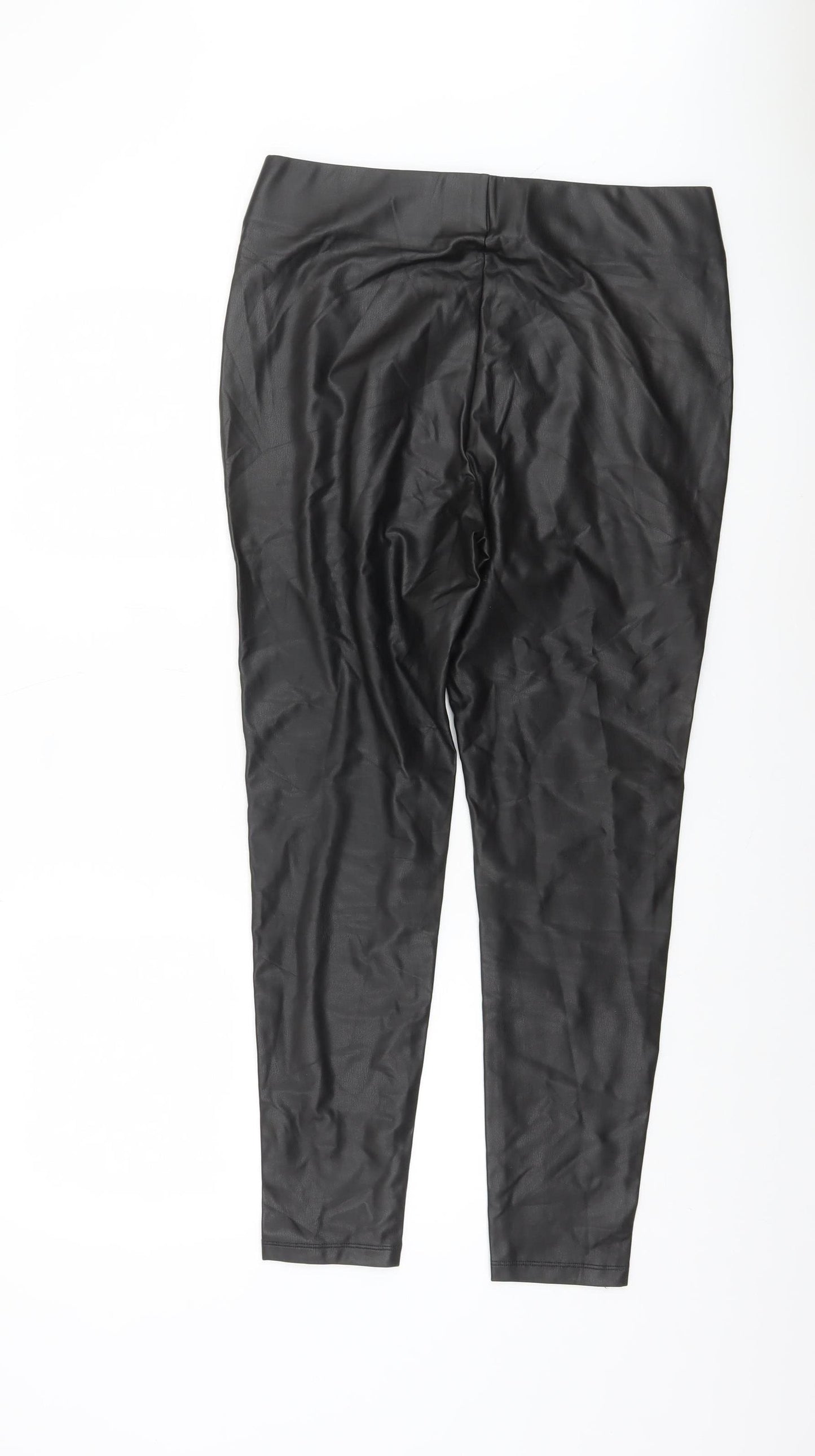 Dunnes Women’s Black Faux Leather Stretch Leggings Size 14