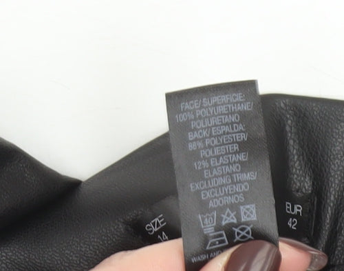 Dunnes Women’s Black Faux Leather Stretch Leggings Size 14