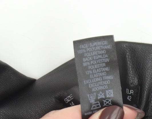 Dunnes Women’s Black Faux Leather Stretch Leggings Size 14