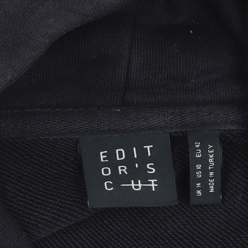 Editor's Cut Womens Black Size 14 Funnel Neck Pullover Sweatshirt