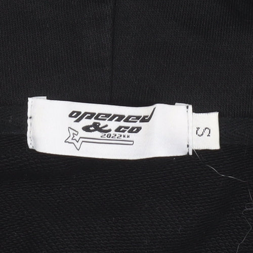 Opened & Co Men's Black Full Zip Hoodie S Rhinestone Logo