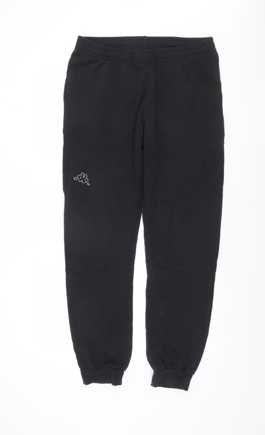 Kappa Men's Black Jogger Sweatpants L Fleece Tapered Fit
