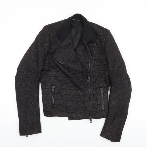 Zambesi Womens Black Quilted Biker Jacket Size 10 Lined Zip Detail