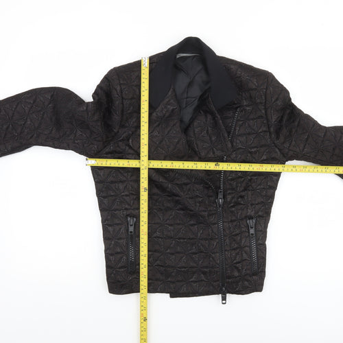 Zambesi Womens Black Quilted Biker Jacket Size 10 Lined Zip Detail