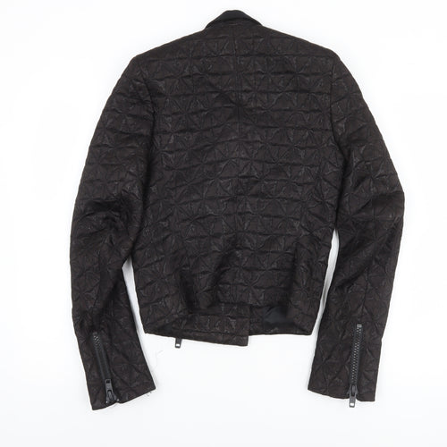 Zambesi Womens Black Quilted Biker Jacket Size 10 Lined Zip Detail