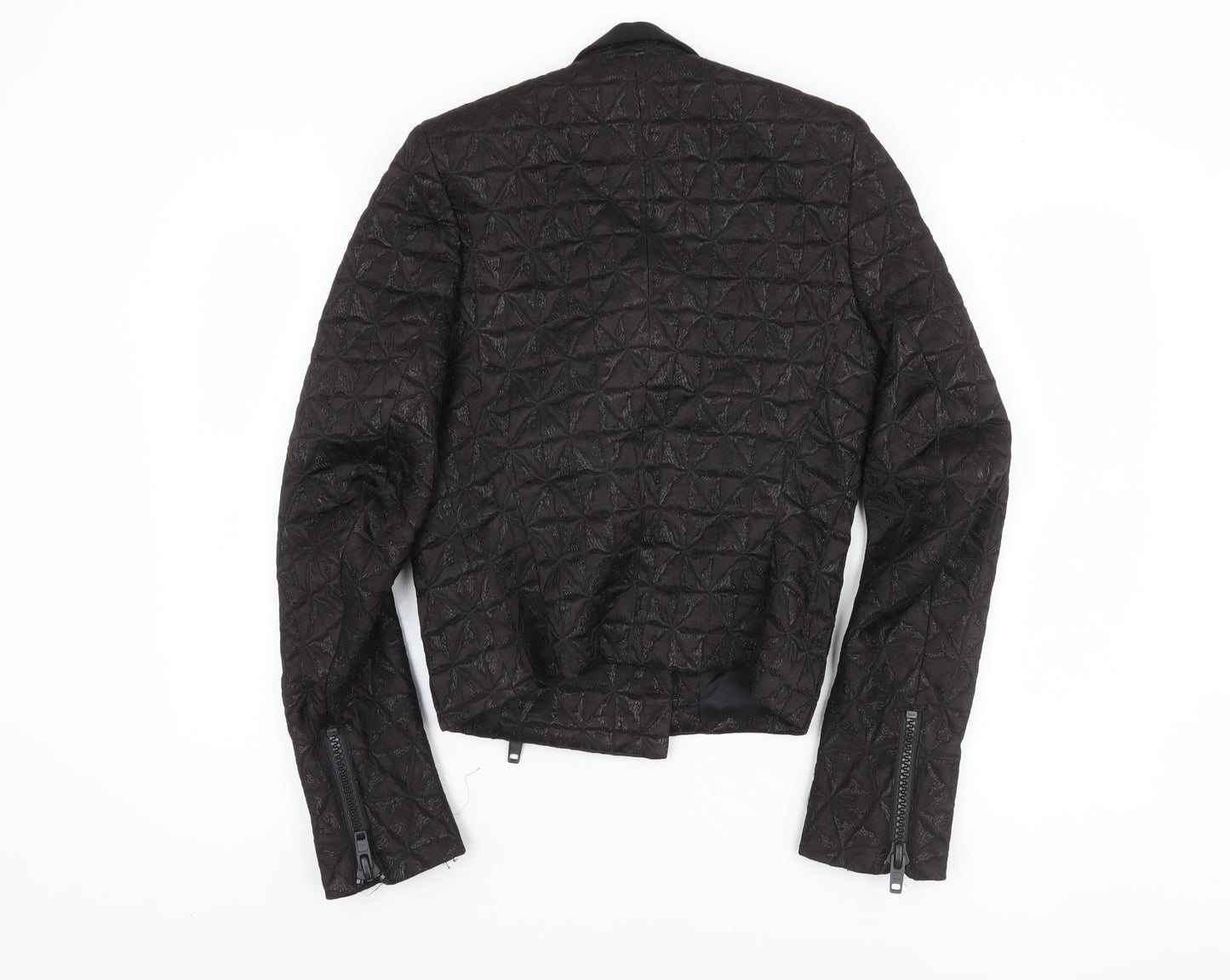 Zambesi Womens Black Quilted Biker Jacket Size 10 Lined Zip Detail