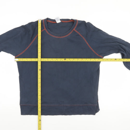 GAP Women Navy Blue Cotton Crew Neck Pullover Sweatshirt L