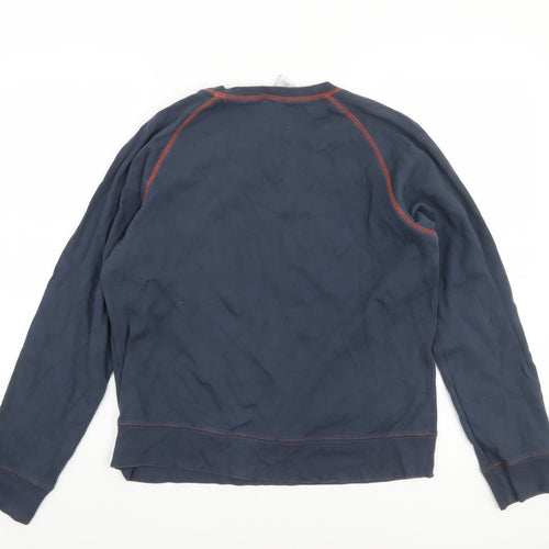 GAP Women Navy Blue Cotton Crew Neck Pullover Sweatshirt L