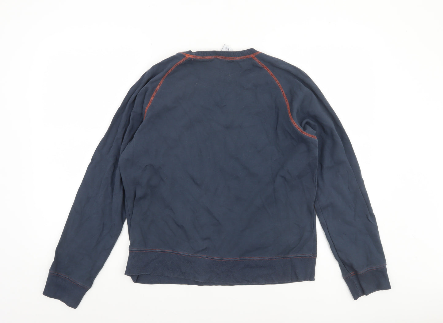 GAP Women Navy Blue Cotton Crew Neck Pullover Sweatshirt L