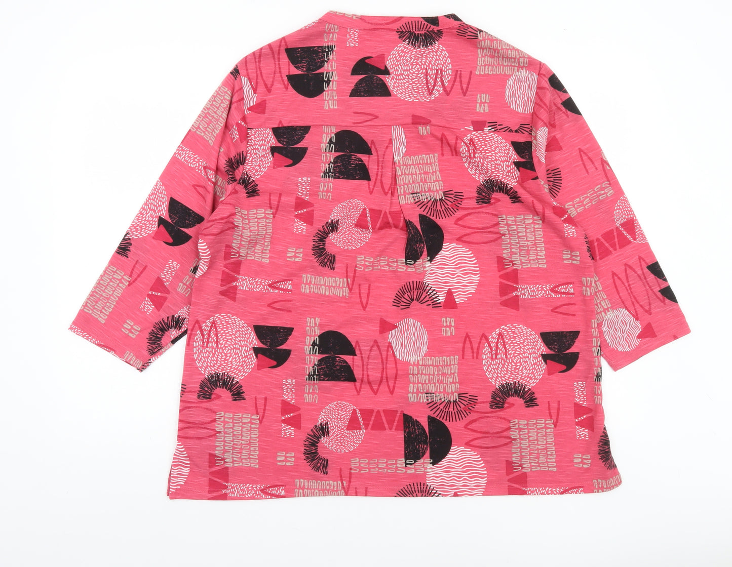 TIGI Women Pink Geometric 3/4 Sleeve Tunic Blouse Size 18