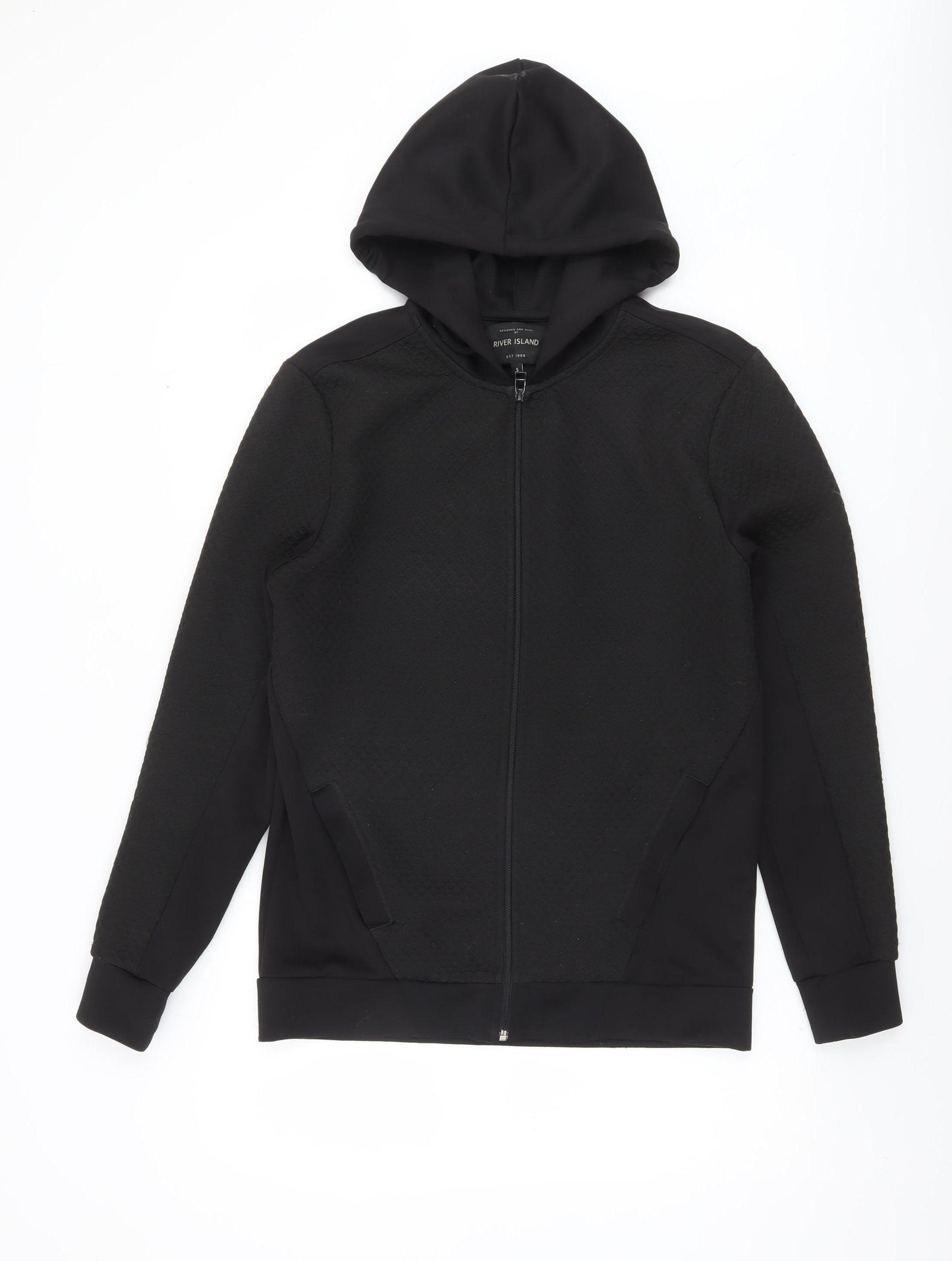 River Island Men’s Black Full Zip Hoodie Size S