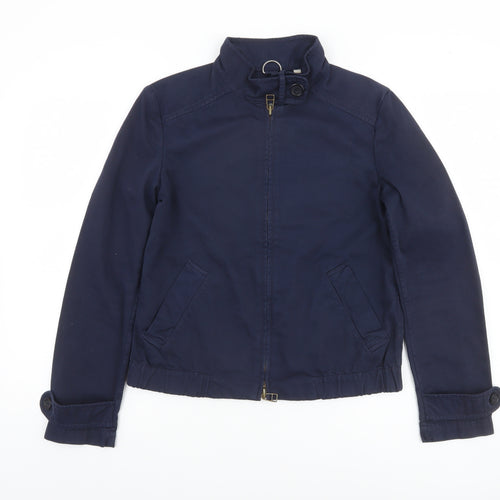 Thomas Burberry Boys Blue Cotton Bomber Jacket 12 Years Lined Zip Pockets