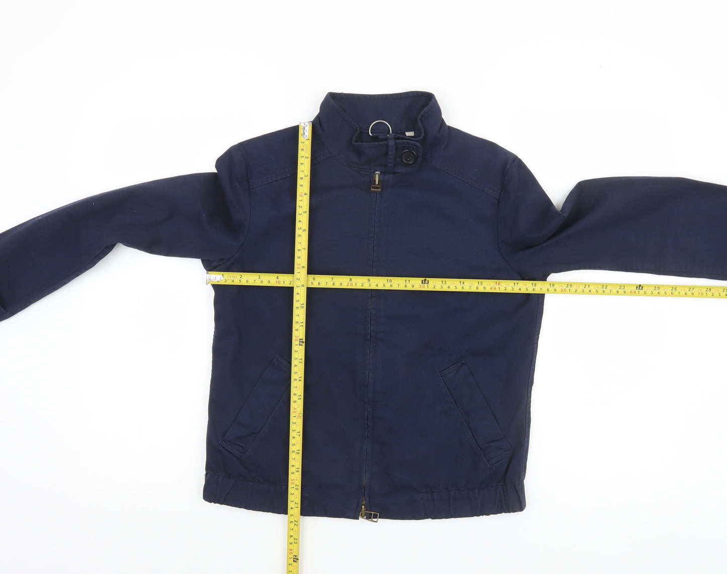 Thomas Burberry Boys Blue Cotton Bomber Jacket 12 Years Lined Zip Pockets