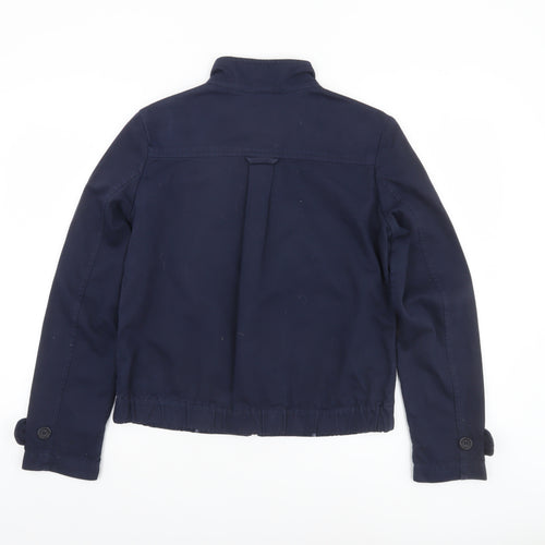 Thomas Burberry Boys Blue Cotton Bomber Jacket 12 Years Lined Zip Pockets