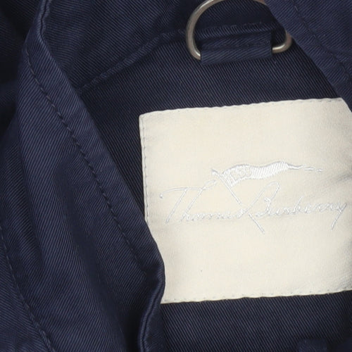Thomas Burberry Boys Blue Cotton Bomber Jacket 12 Years Lined Zip Pockets