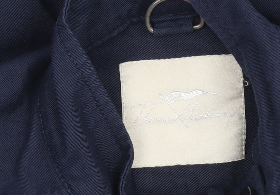 Thomas Burberry Boys Blue Cotton Bomber Jacket 12 Years Lined Zip Pockets