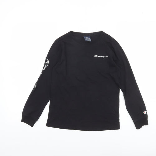 Champion Boys Black Long Sleeve Crew Neck T-Shirt Size 9-10 Years