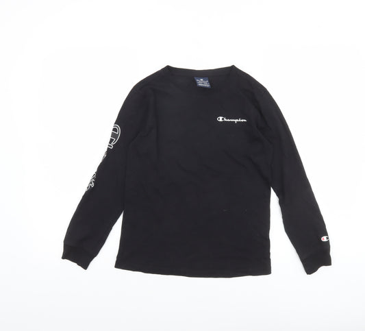 Champion Boys Black Long Sleeve Crew Neck T-Shirt Size 9-10 Years