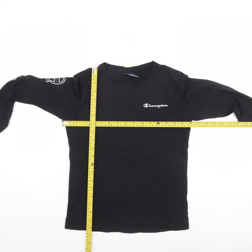 Champion Boys Black Long Sleeve Crew Neck T-Shirt Size 9-10 Years
