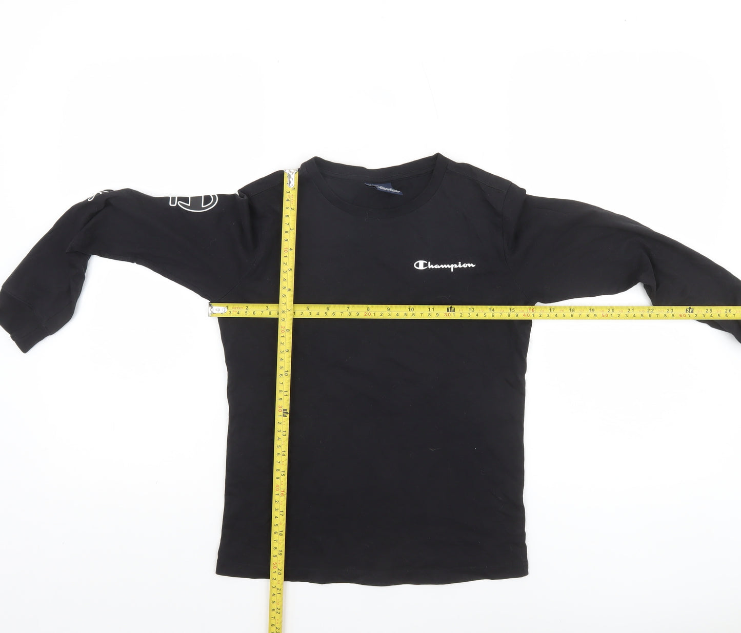 Champion Boys Black Long Sleeve Crew Neck T-Shirt Size 9-10 Years