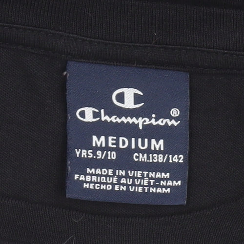 Champion Boys Black Long Sleeve Crew Neck T-Shirt Size 9-10 Years