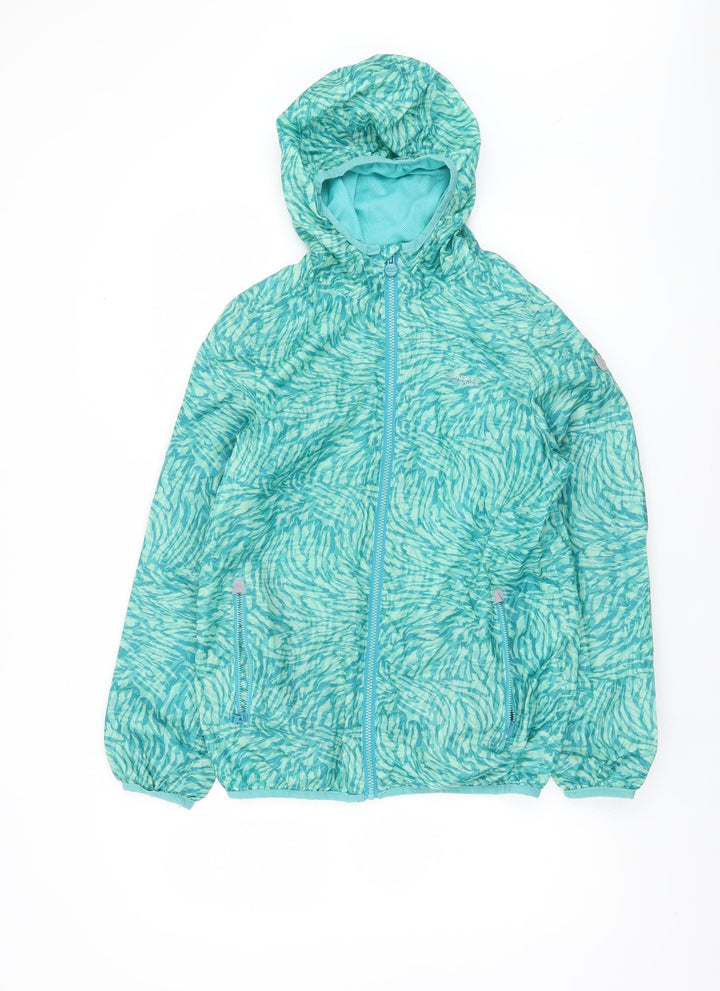 Regatta Girls Blue Hooded Windbreaker Jacket Size 14 Years Lightweight