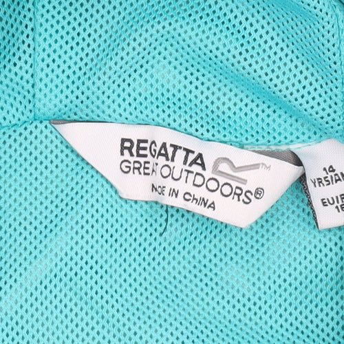 Regatta Girls Blue Hooded Windbreaker Jacket Size 14 Years Lightweight