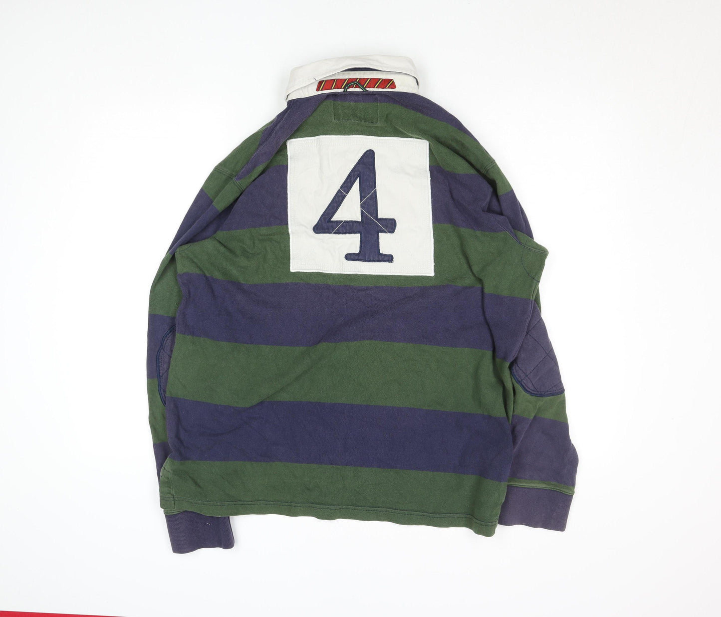 J.Hampton and Sons Men's Green Striped Rugby Sweatshirt L Cotton Classic