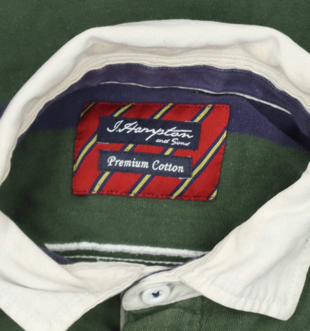 J.Hampton and Sons Men's Green Striped Rugby Sweatshirt L Cotton Classic