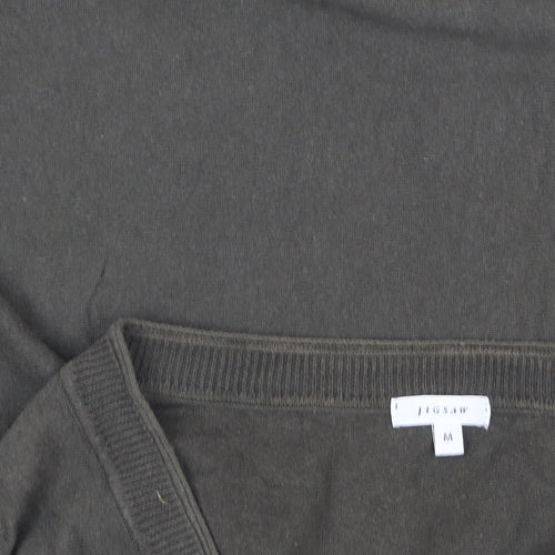 Jigsaw Men's Black Cotton V-Neck Jumper Size M Classic Knit