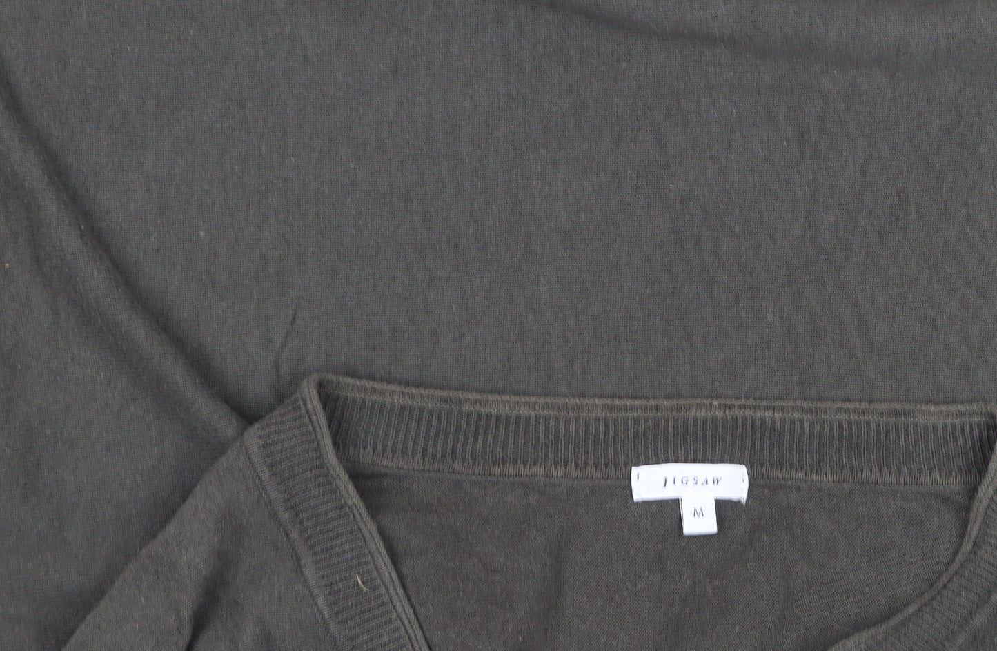 Jigsaw Men's Black Cotton V-Neck Jumper Size M Classic Knit