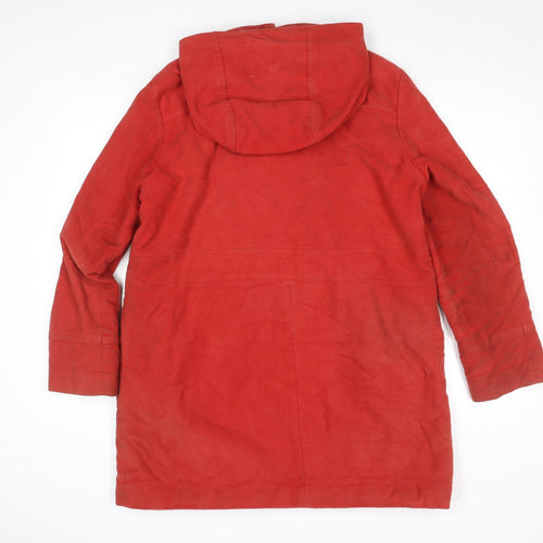 White Stuff Women's Red Hooded Cotton Parka Coat Size 14