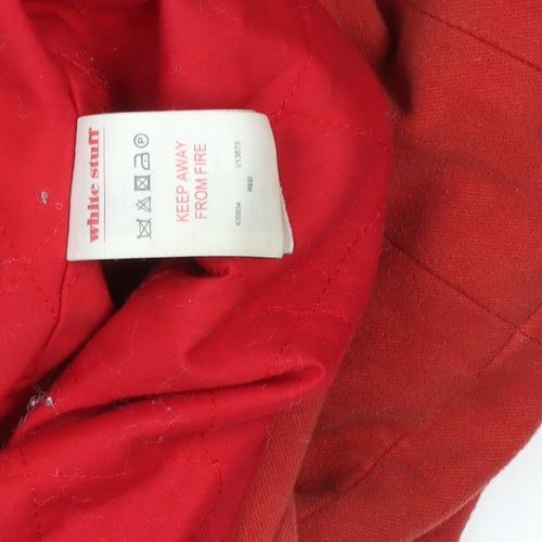 White Stuff Women's Red Hooded Cotton Parka Coat Size 14