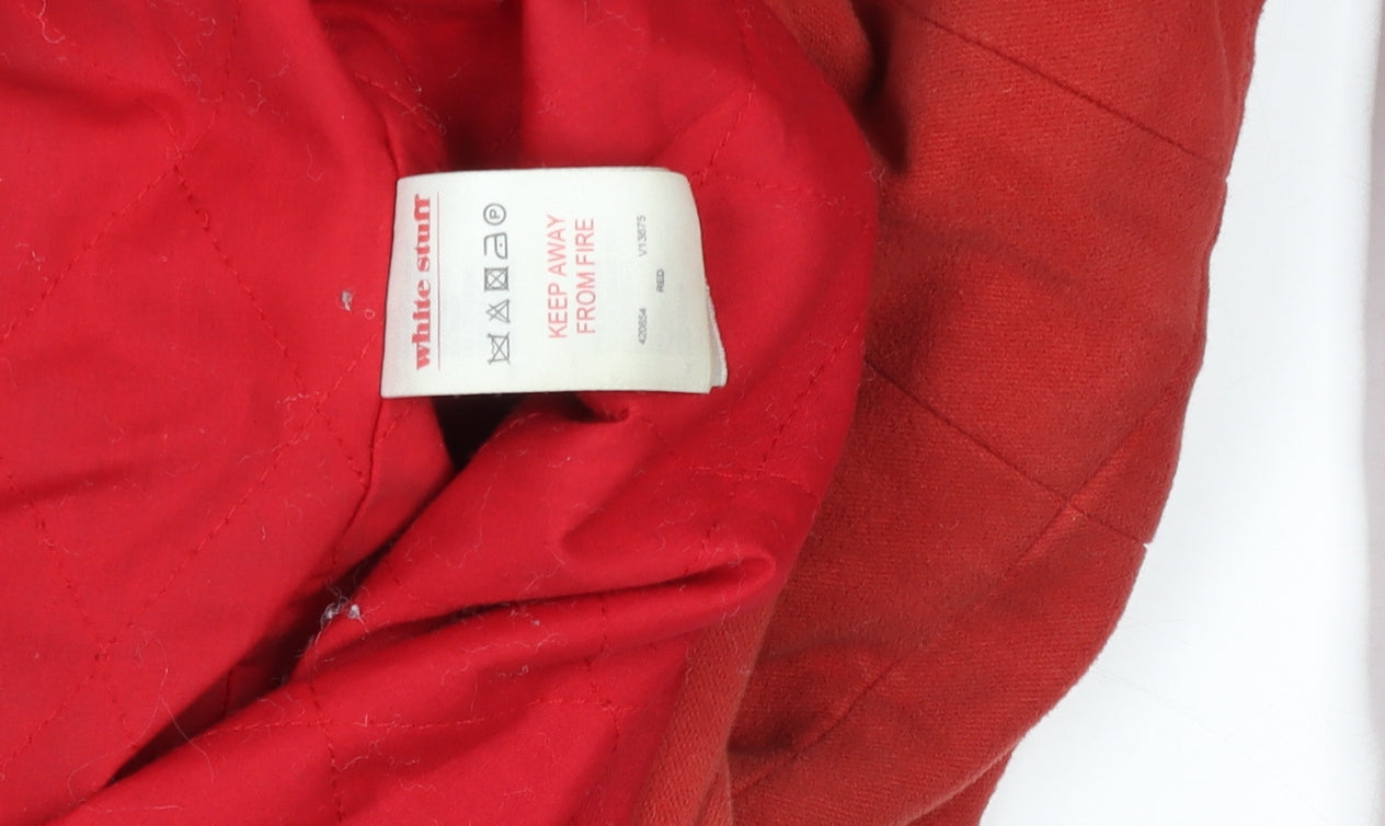 White Stuff Women's Red Hooded Cotton Parka Coat Size 14