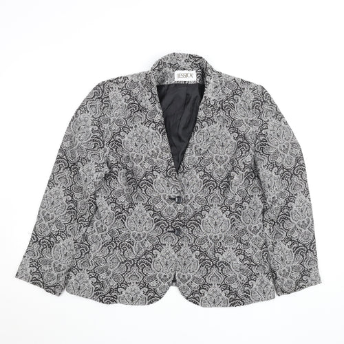 Jessica Women’s Black Paisley Cotton Blend Lined Blazer Size 12