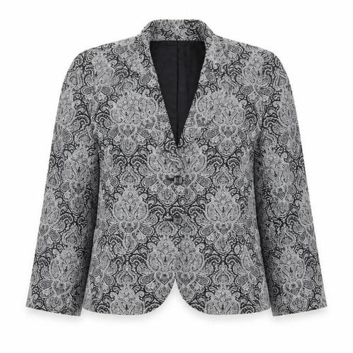 Jessica Women’s Black Paisley Cotton Blend Lined Blazer Size 12