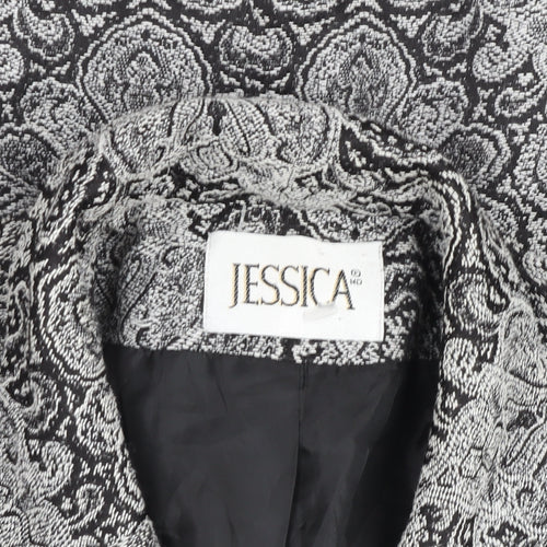 Jessica Women’s Black Paisley Cotton Blend Lined Blazer Size 12
