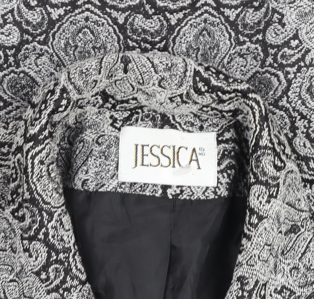 Jessica Women’s Black Paisley Cotton Blend Lined Blazer Size 12