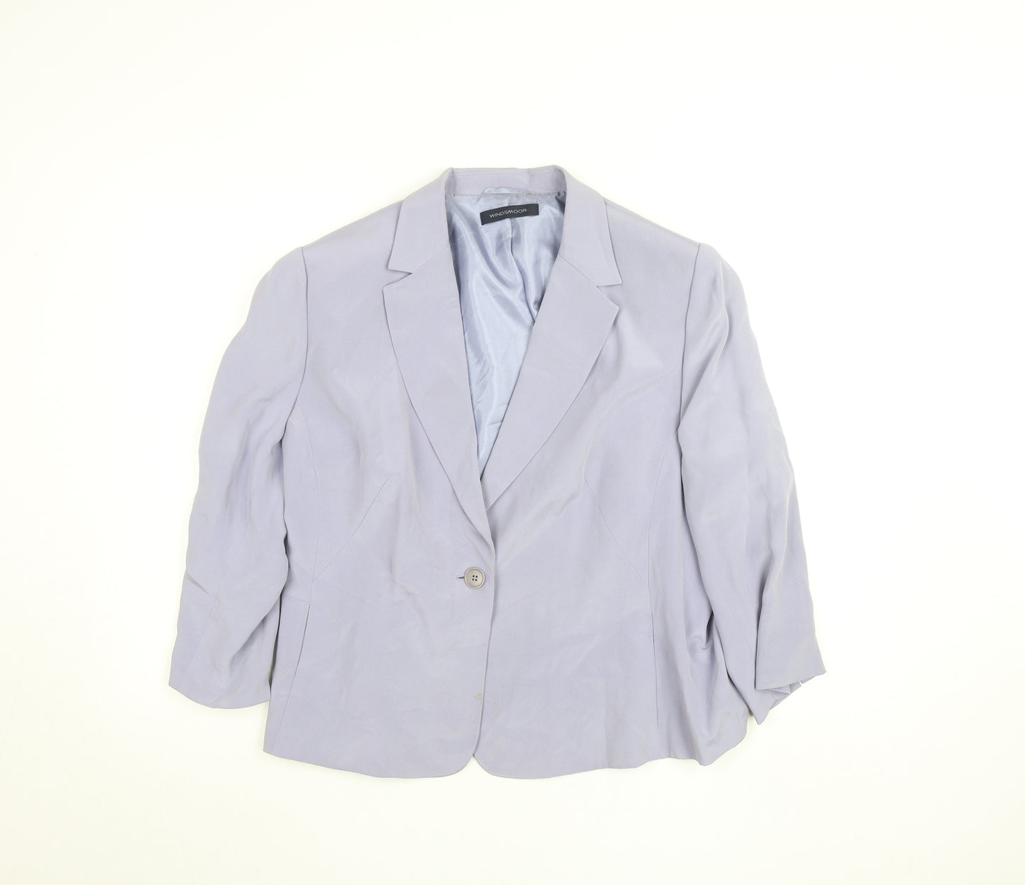 Windsmoor Womens Purple 3/4 Sleeve Lined Blazer Size 14