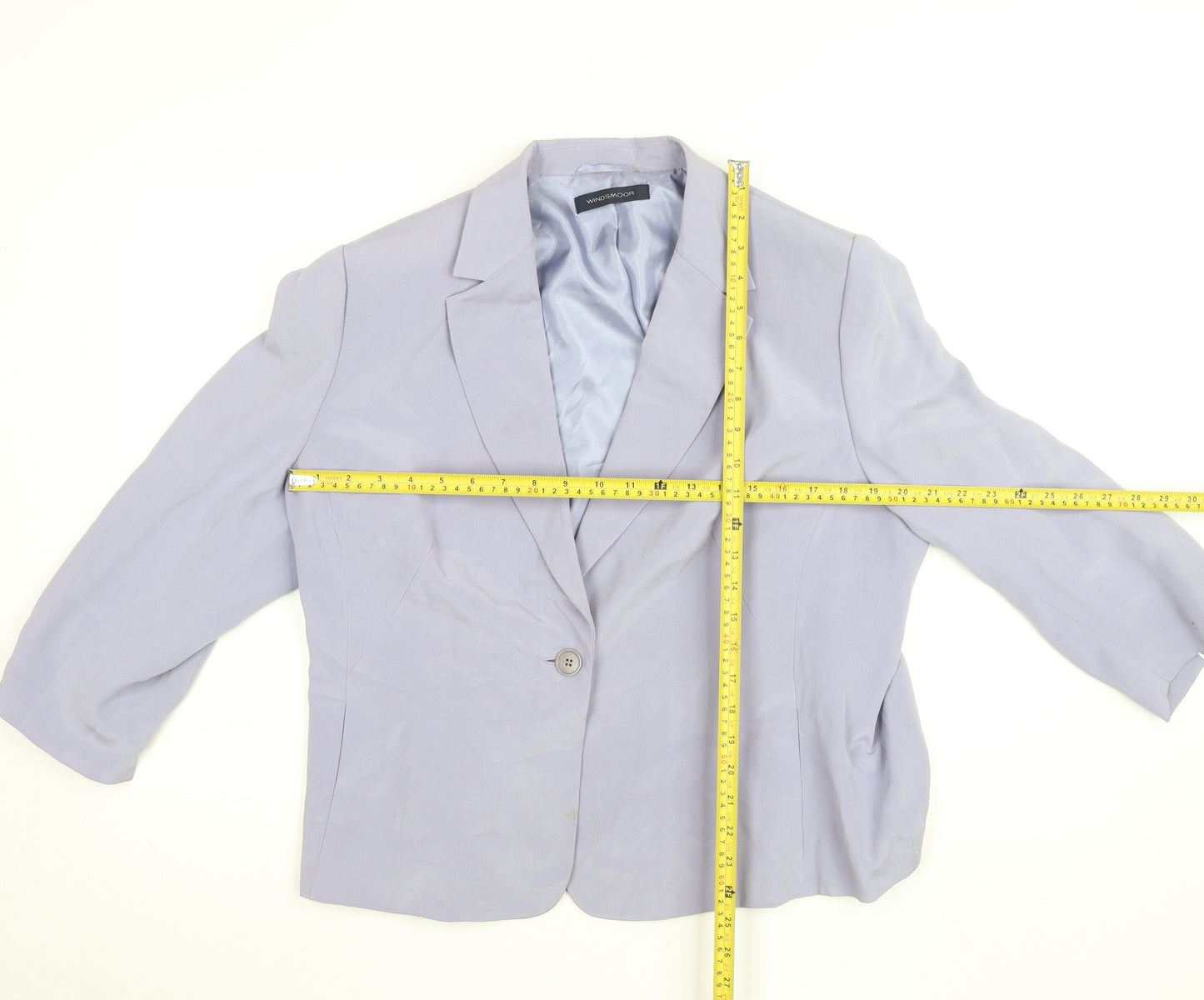 Windsmoor Womens Purple 3/4 Sleeve Lined Blazer Size 14