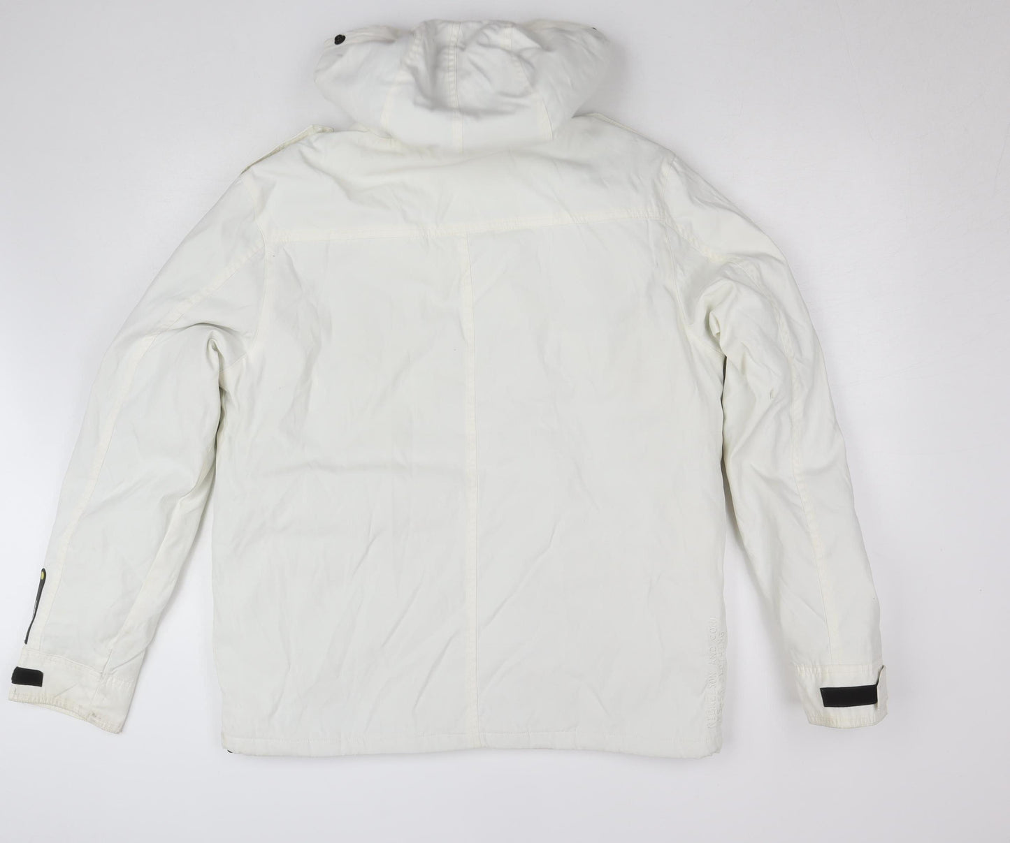 Nickelson Women White L Hooded Parka Jacket Lined Buttoned Pockets