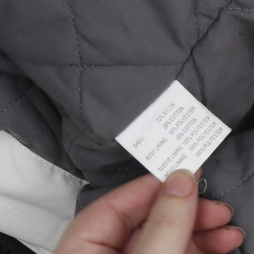 Nickelson Women White L Hooded Parka Jacket Lined Buttoned Pockets