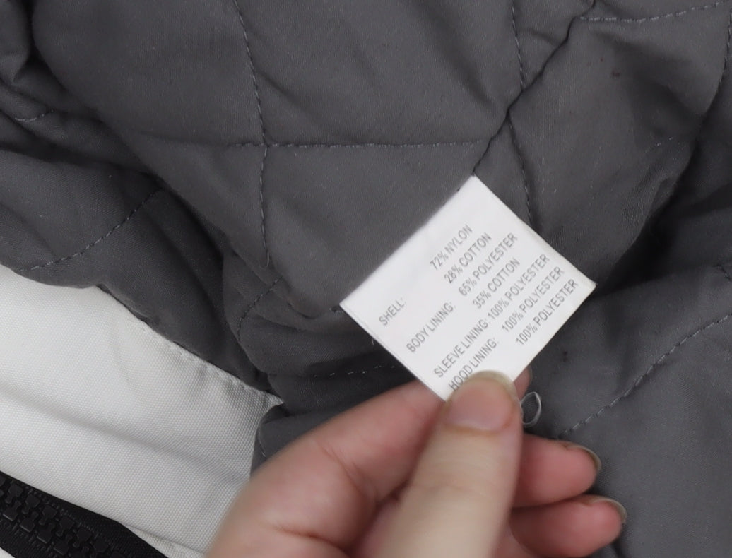 Nickelson Women White L Hooded Parka Jacket Lined Buttoned Pockets